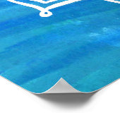 White Mandala Watercolor Blue Green Waves Poster (Ecke)