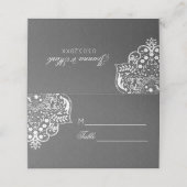 White Mandela on Grey Damask Platzkarte (Außenseite Aufgefaltet)