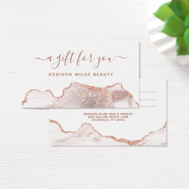 White Marble Agate Rose Gold Geschenkkarte