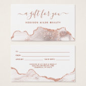 White Marble Agate Rose Gold Geschenkkarte (Vorne & Hinten)