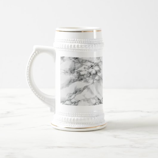 White Marble Beer Stein Bierglas (Links)