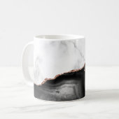 White Marble Black Agate Rose Gold Glitter  Kaffeetasse (Vorderseite Links)