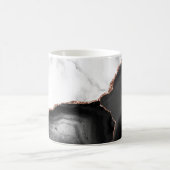 White Marble Black Agate Rose Gold Glitter  Kaffeetasse (Mittel)