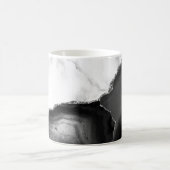 White Marble Black Agate Silver Glitter Kaffeetasse (Mittel)