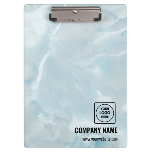White Marble Business Logo Pro clipboard Klemmbrett (Vorderseite)