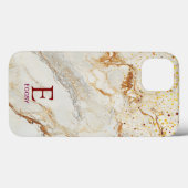 White marble chic gold glitter monogram Case-Mate iPhone hülle (Rückseite (Horizontal))