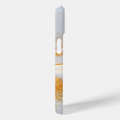 White marble chic gold glitter monogram Case-Mate iPhone hülle (Rückseite / Rechts)