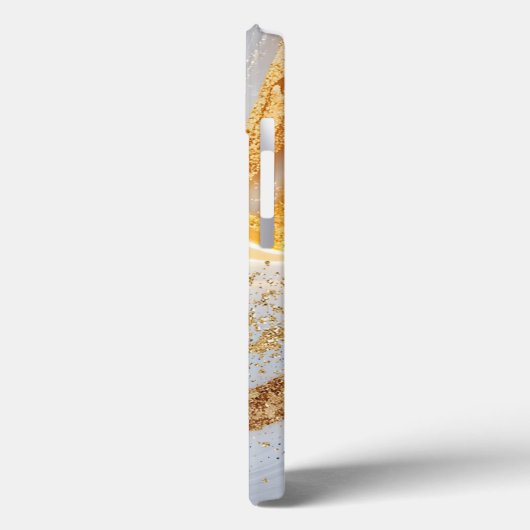 White marble chic gold glitter monogram Case-Mate iPhone hülle (Rückseite / Links)