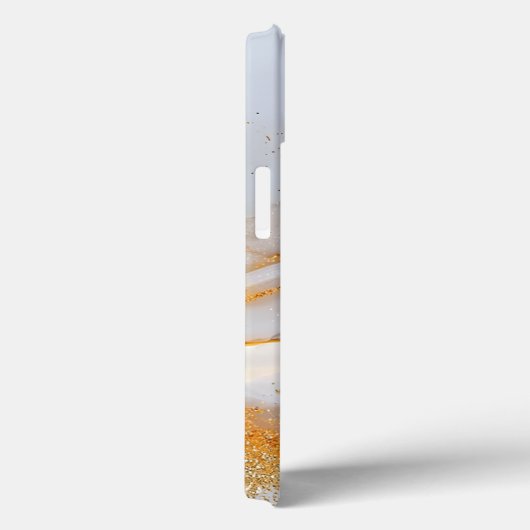 White marble chic gold glitter monogram Case-Mate iPhone hülle (Rückseite / Rechts)