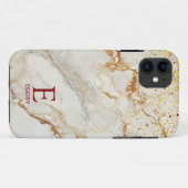 White marble chic gold glitter monogram Case-Mate iPhone hülle (Rückseite (Horizontal))