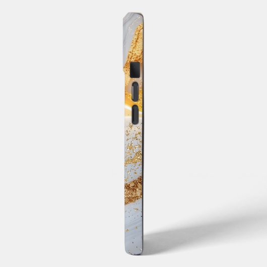 White marble chic gold glitter monogram Case-Mate iPhone hülle (Rückseite / Links)