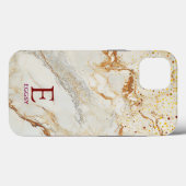 White marble chic gold glitter monogram Case-Mate iPhone hülle (Rückseite (Horizontal))