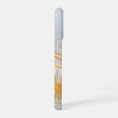 White marble chic gold glitter monogram iPhone 16 hülle (Rechte Seite)