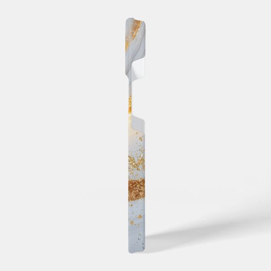 White marble chic gold glitter monogram iPhone hülle (Linke Seite)