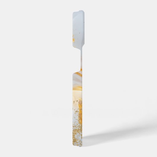 White marble chic gold glitter monogram iPhone hülle (Rechte Seite)
