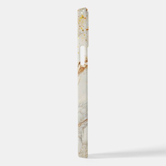 White marble chic gold glitter monogram iPhone hülle (Rechte Seite)