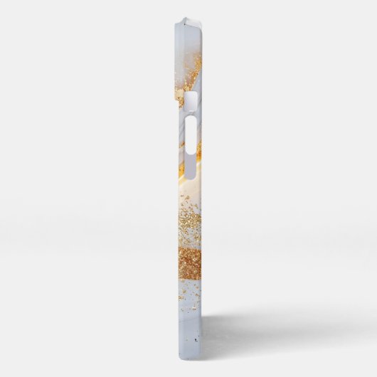 White marble chic gold glitter monogram iPhone hülle (Linke Seite)