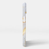 White marble chic gold glitter monogram iPhone hülle (Rechte Seite)