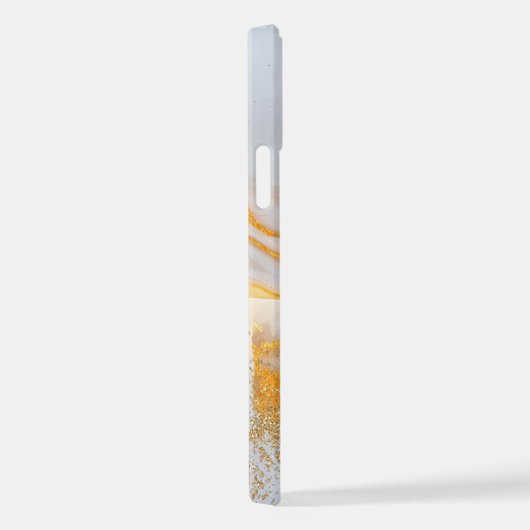 White marble chic gold glitter monogram iPhone hülle (Rechte Seite)