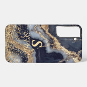 white marble chic gold glitter monogram samsung galaxy hülle (Rückseite (Horizontal))