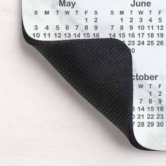 White Marble Dark Grey 2026 Calendar Mousepad (Ecke)
