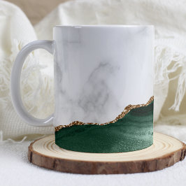 White Marble Emerald Green Agate Gold Glitzer Kaffeetasse