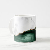 White Marble Emerald Green Agate Gold Glitzer Kaffeetasse (Vorderseite Links)