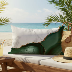 White Marble Emerald Green Agate Gold Glitzer Kissen Für Draußen