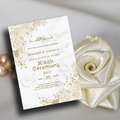 White Marble Floral Lace Islamische Nikah Wedd Einladung