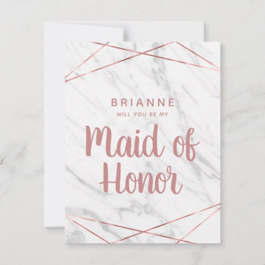 White Marble Geo wird meine Trauzeugin sein Einladung (Vorderseite)