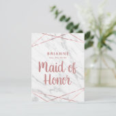 White Marble Geo wird meine Trauzeugin sein Einladung (Stehend Vorderseite)