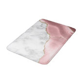 White Marble Gilded Blush Pink Agate Badematte (Schrägansicht)