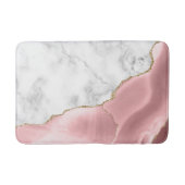White Marble Gilded Blush Pink Agate Badematte (Vorderseite)