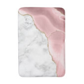 White Marble Gilded Blush Pink Agate Badematte (Vorderseite Vertikal)
