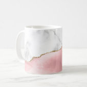 White Marble Gilded Blush Pink Agate Kaffeetasse (Vorderseite Links)