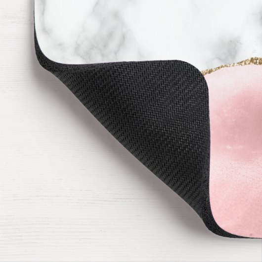 White Marble Gilded Blush Pink Agate Mousepad (Ecke)