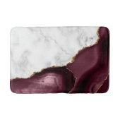 White Marble Gilded Burgundy Agate Medium Badematte (Vorderseite)