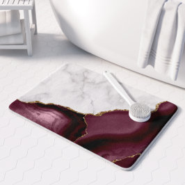 White Marble Gilded Burgundy Agate Medium Badematte