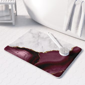 White Marble Gilded Burgundy Agate Medium Badematte