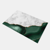 White Marble Gilded Emerald Green Agate Fußmatte (Schrägansicht)