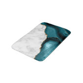 White Marble Gilded Teal Blue Agate Badematte (Schrägansicht)