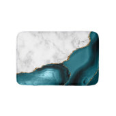 White Marble Gilded Teal Blue Agate Badematte (Vorderseite)
