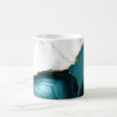 White Marble Gilded Teal Blue Agate Kaffeetasse (Mittel)