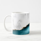 White Marble Gilded Teal Blue Agate Kaffeetasse (Links)