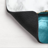 White Marble Gilded Teal Blue Agate Mousepad (Ecke)