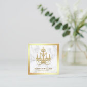 White Marble Gold Foil Chandelier Event Plane Quadratische Visitenkarte (Stehend Vorderseite)