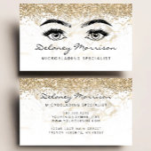 White Marble Gold Glitter Eyes Microblading Visitenkarte