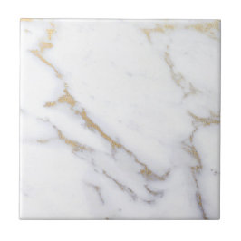 White Marble Gold Glitzer Moderne Elegant Premium Fliese