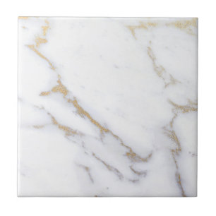 White Marble Gold Glitzer Moderne Elegant Premium Fliese