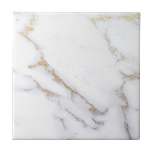 White Marble Gold Glitzer Moderne Elegant Premium Fliese (Vorderseite)
